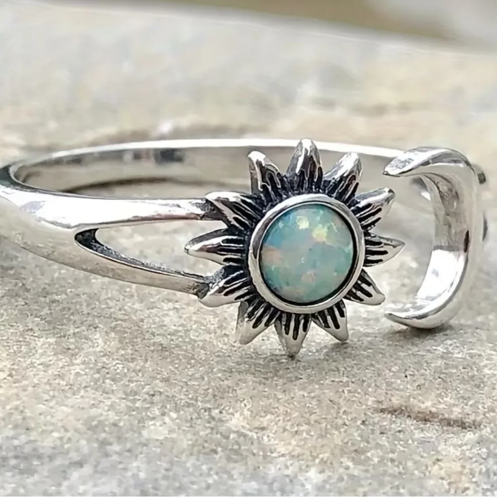 Boho moon ring #2344